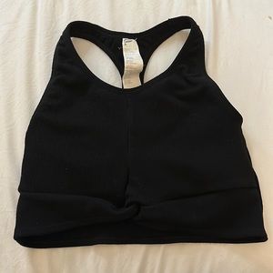 Fabletics Black Front Knot Bra Top